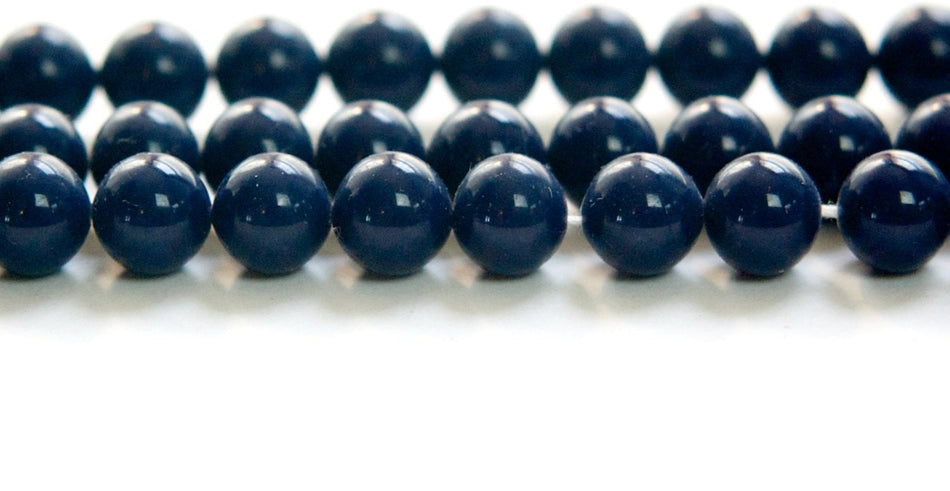 Vintage Navy Blue Glass Beads Japan 8- 9mm (6) jpn005L