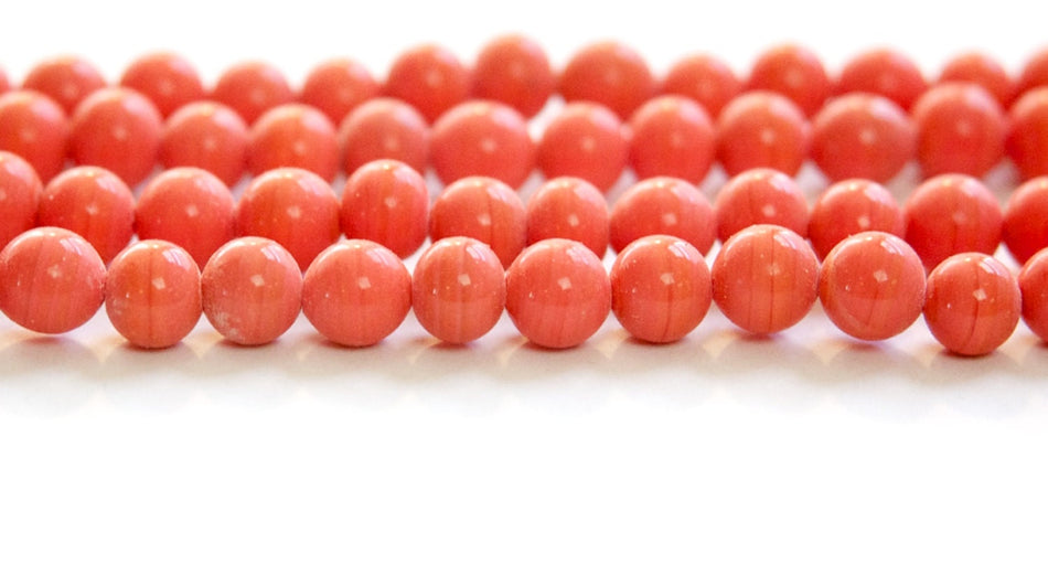 Vintage Coral Glass Beads Japan 8mm (8) jpn003S