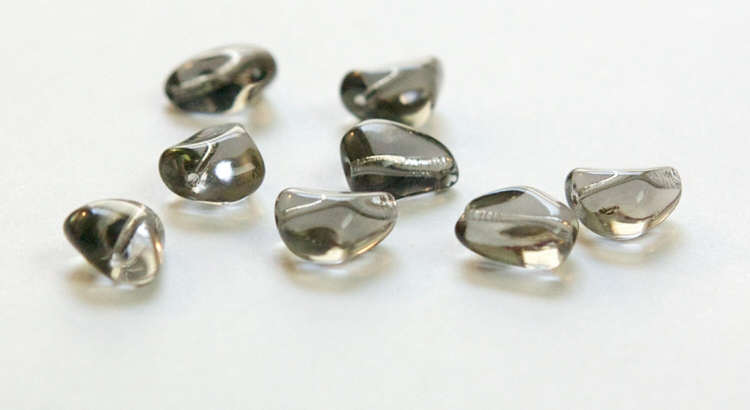 Vintage Black Diamond German Glass Nugget Triangle 10mm Beads (8) grm061A