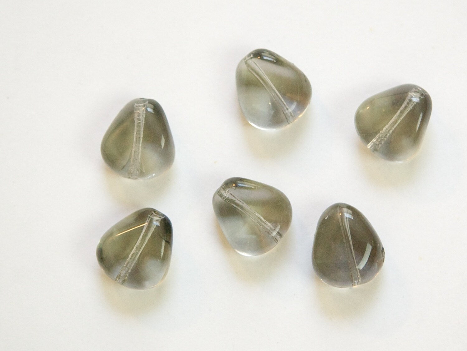 Vintage Black Diamond German Glass Nugget Triangle 12mm Beads (6) grm061B