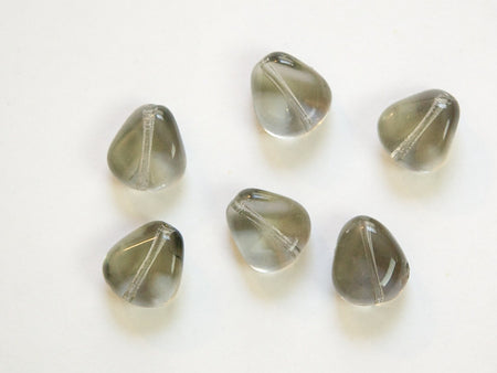 Vintage Black Diamond German Glass Nugget Triangle 12mm Beads (6) grm061B