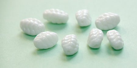 Vintage Ribbed Oval German Glass Beads 13mm (10) grm065A