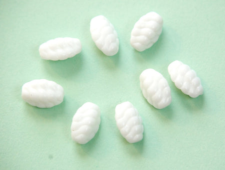Vintage Ribbed Oval German Glass Beads 13mm (10) grm065A