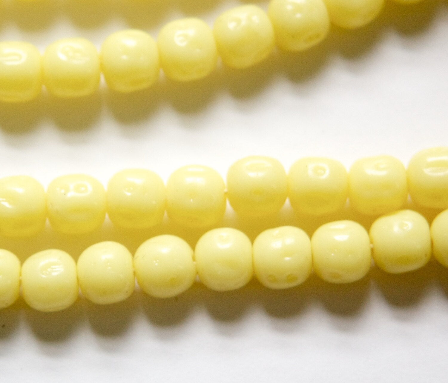 Vintage Yellow Glass Baroque Beads Japan 8-9mm (6) jpn006D