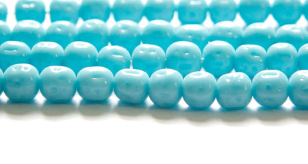 Vintage Blue Turquoise Glass Baroque Beads Japan 8-9mm (6) jpn006F