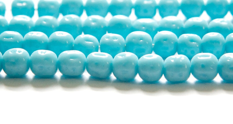 Vintage Blue Turquoise Glass Baroque Beads Japan 8-9mm (6) jpn006F