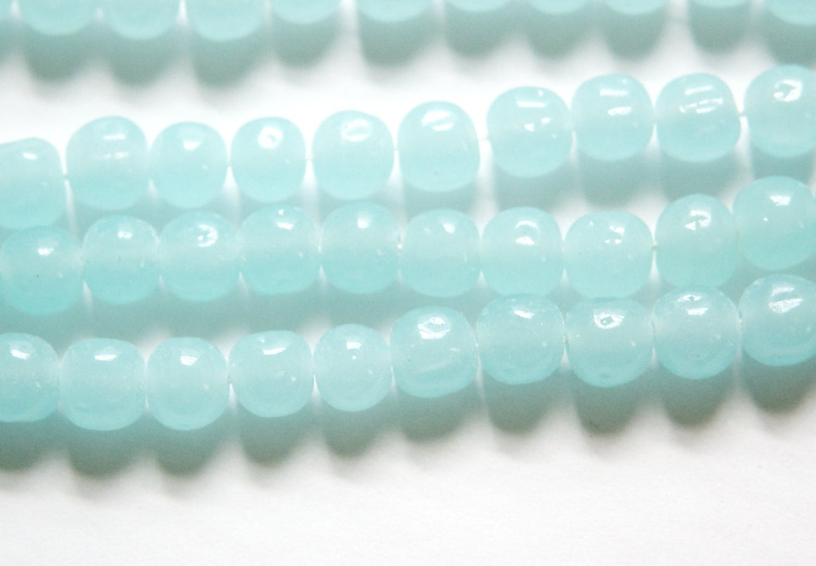 Vintage Calcedon Blue Glass Baroque Beads Japan 8-9mm (6) jpn006A