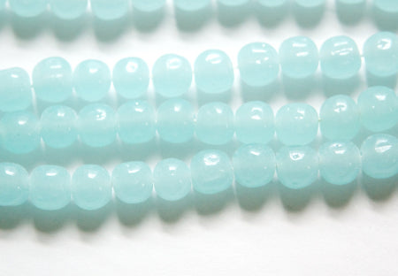 Vintage Calcedon Blue Glass Baroque Beads Japan 8-9mm (6) jpn006A