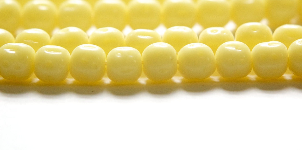 Vintage Yellow Glass Baroque Beads Japan 8-9mm (6) jpn006D