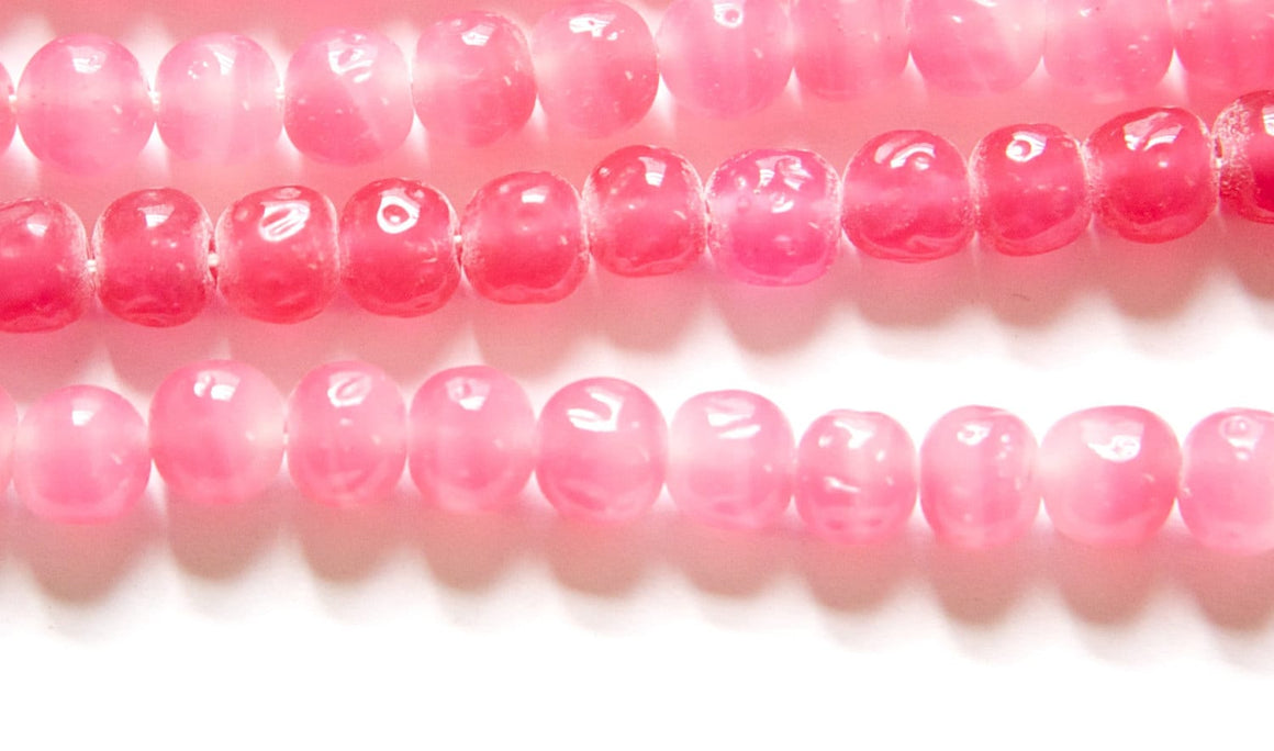 Vintage Rose Pink Glass Baroque Beads Japan 8-9mm (6) jpn006E