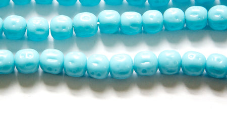 Vintage Blue Turquoise Glass Baroque Beads Japan 8-9mm (6) jpn006F