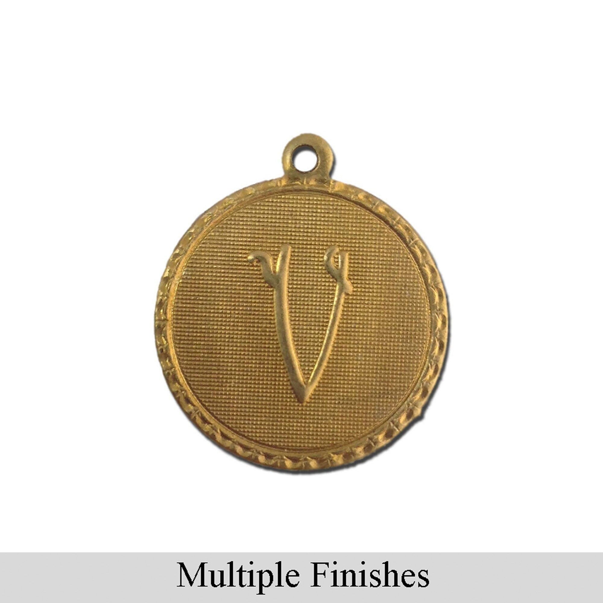 Letter V Charm with Loop (4)