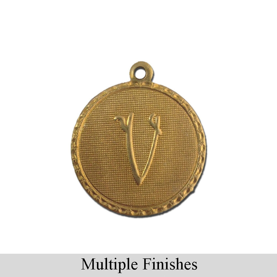 Letter V Charm with Loop (4)