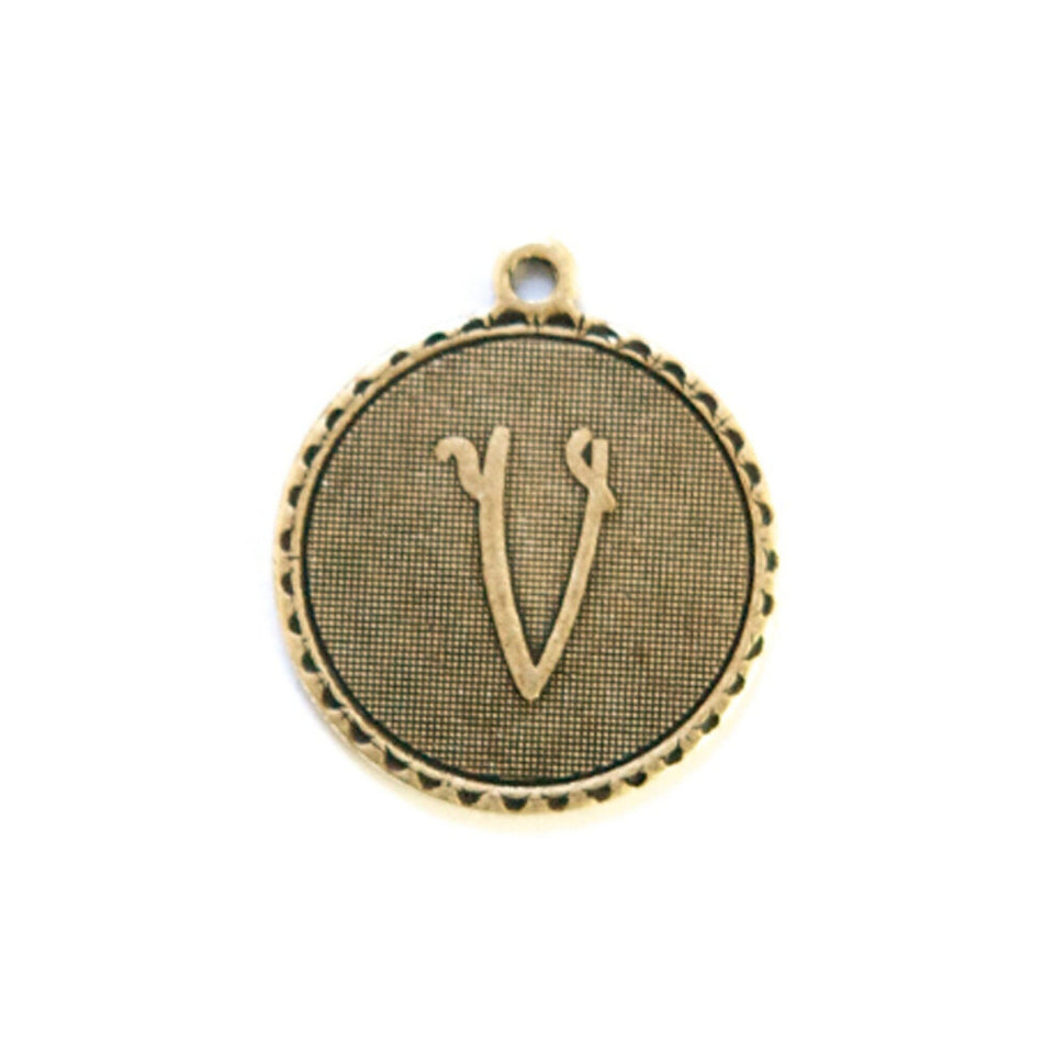 Letter V Charm with Loop (4)