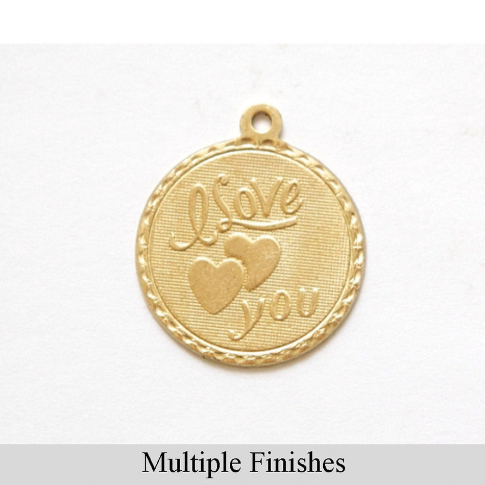 I Love You with Hearts Word Charm with Loop (4)