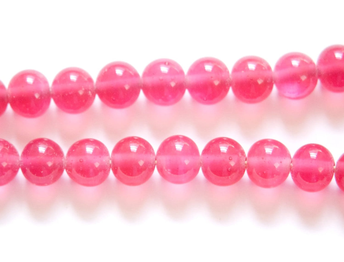 Vintage Rose Pink Glass Beads Japan 8- 9mm (6) jpn005M