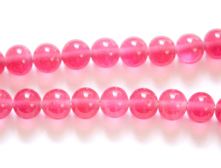 Vintage Rose Pink Glass Beads Japan 8- 9mm (6) jpn005M
