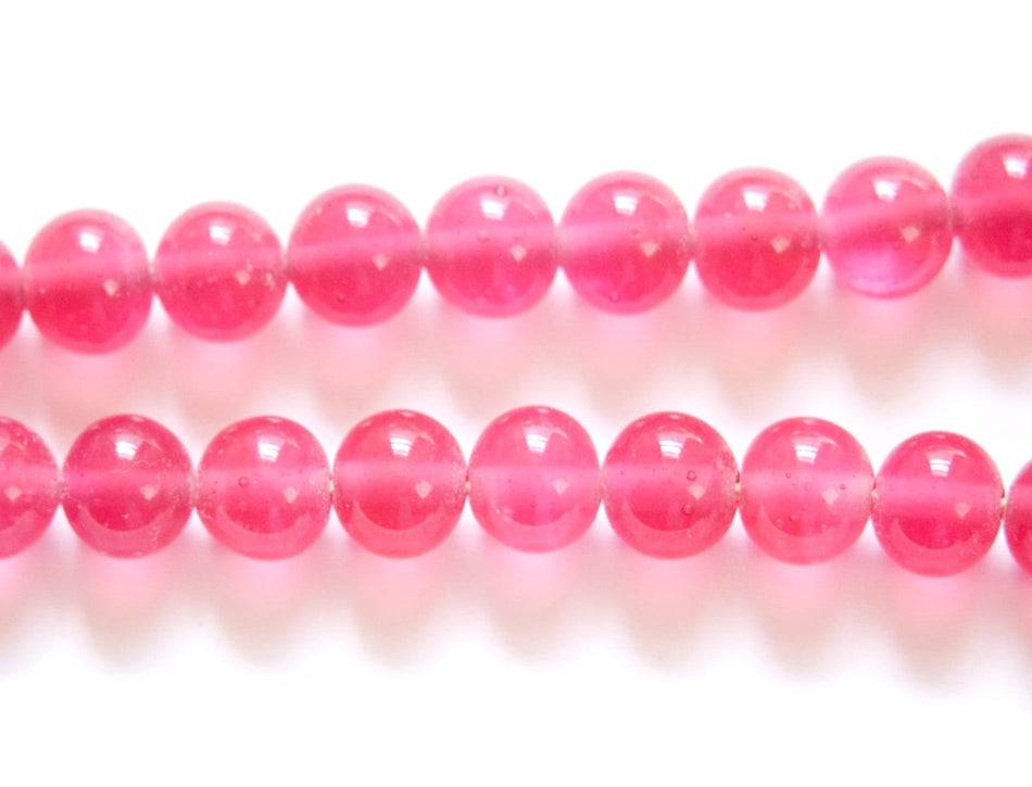 Vintage Rose Pink Glass Beads Japan 8- 9mm (6) jpn005M
