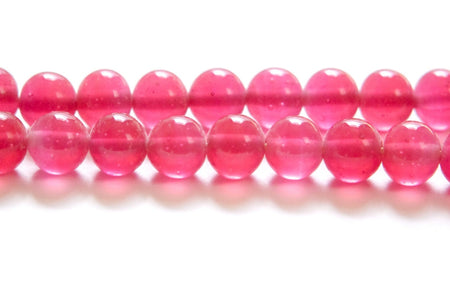 Vintage Rose Pink Glass Beads Japan 8- 9mm (6) jpn005M