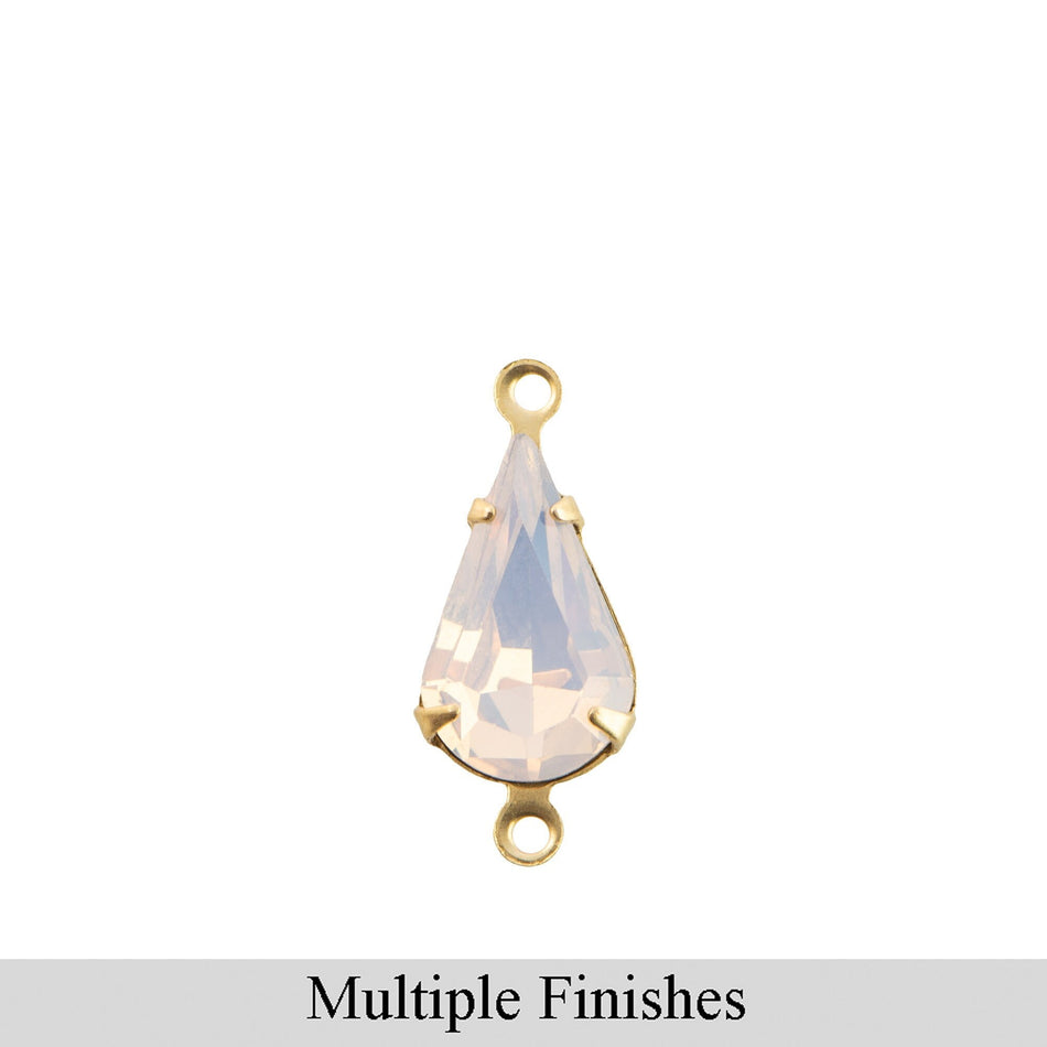 13x8mm Pink Opal Faceted Glass Teardrop Stone in 2 Loop Setting