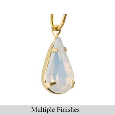 13x8mm White Opal Faceted Glass Teardrop Stone in 1 Loop Setting