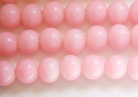 Vintage Opaque Pink Glass Beads Japan 10mm (6) jpn007J