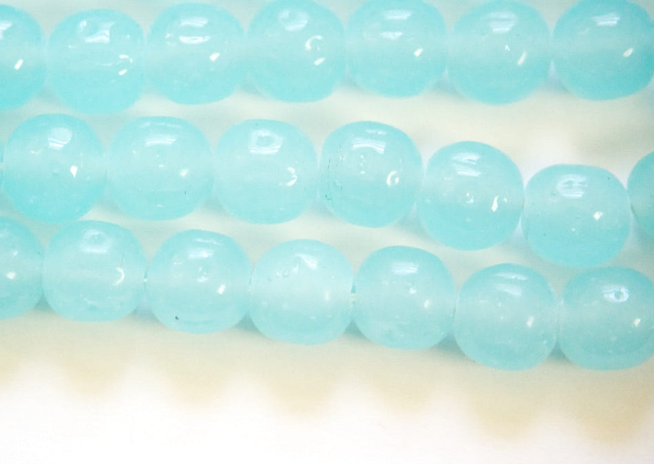 Vintage Calcedon Blue Glass Baroque Beads Japan 12mm (6) jpn008A