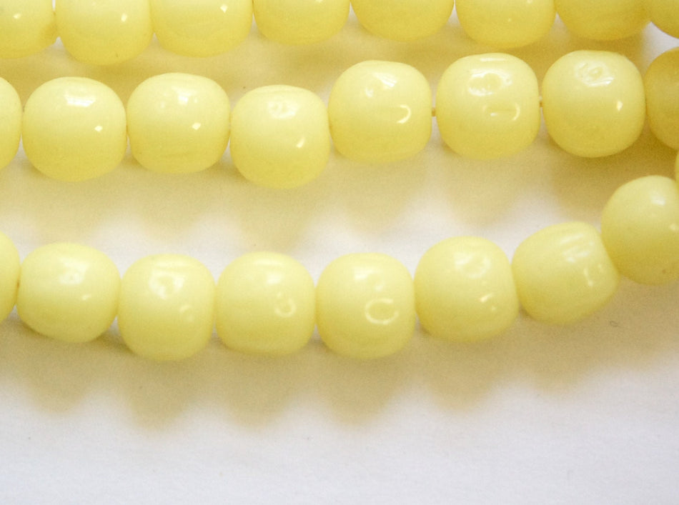 Vintage Yellow Glass Baroque Beads Japan 12mm (6) jpn008C