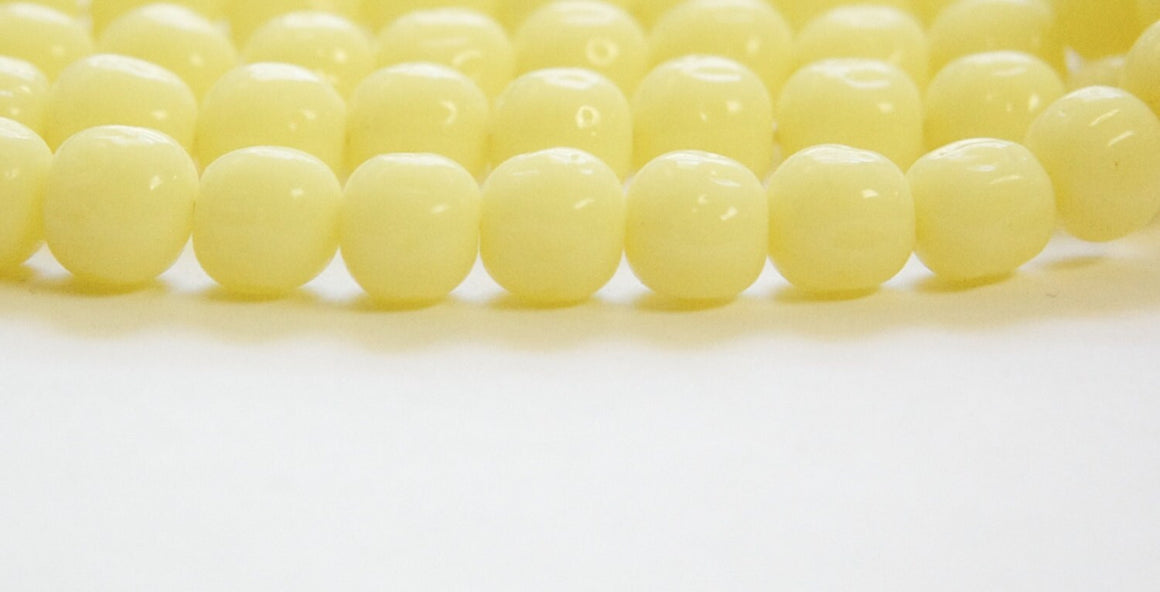 Vintage Yellow Glass Baroque Beads Japan 12mm (6) jpn008C
