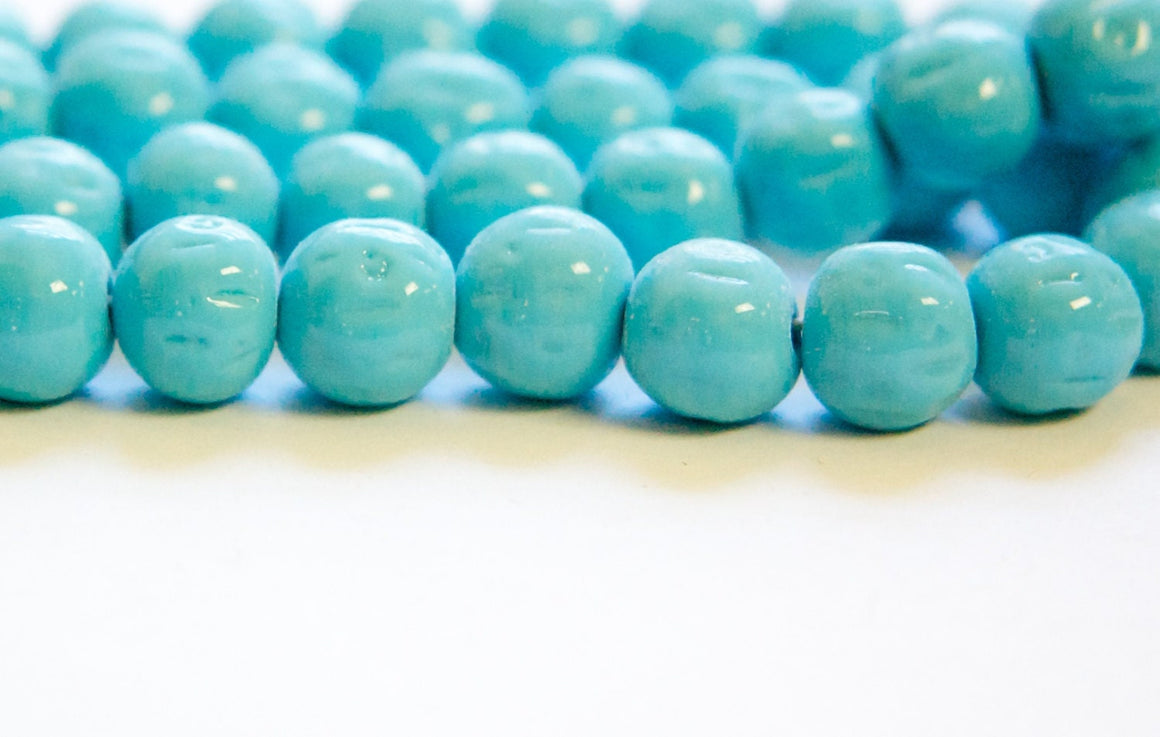 Vintage Blue Turquoise Glass Baroque Beads Japan 12mm (6) jpn008F