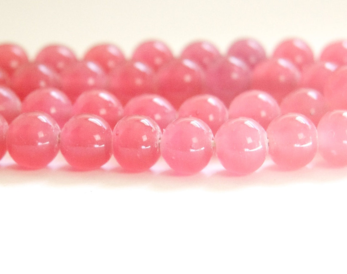 Vintage Rose Pink Glass Beads Japan 10mm (6) jpn007A