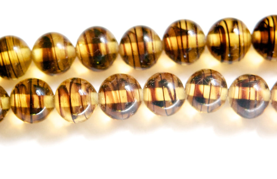 Vintage Tortoise Stripe Glass Beads Japan 10mm (6) jpn007C
