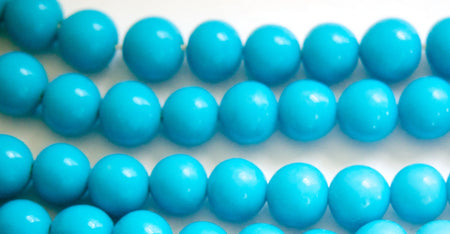Vintage Turquoise Blue Glass Beads Japan 10mm (6) jpn007D
