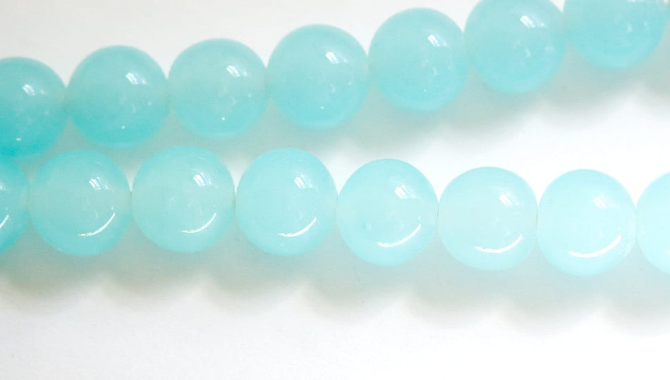 Vintage Calcedon Blue Glass Beads Japan 10mm (6) jpn007F