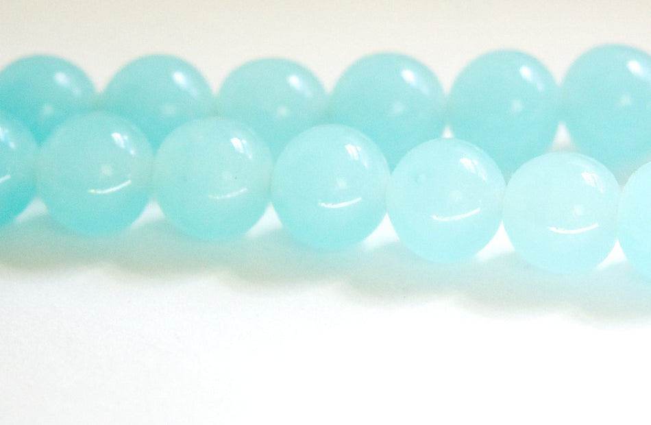 Vintage Calcedon Blue Glass Beads Japan 10mm (6) jpn007F