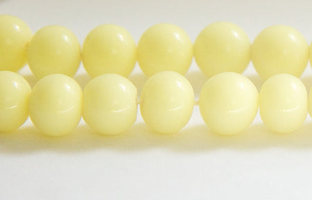 Vintage Opaque Soft Yellow Glass Beads Japan 10mm (6) jpn007H