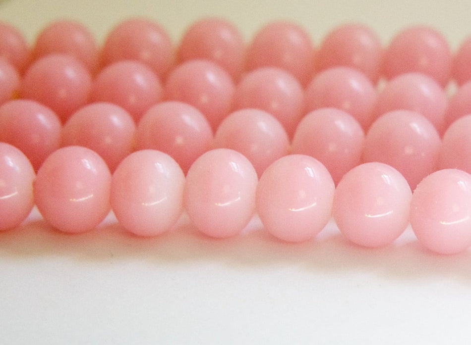 Vintage Opaque Pink Glass Beads Japan 10mm (6) jpn007J