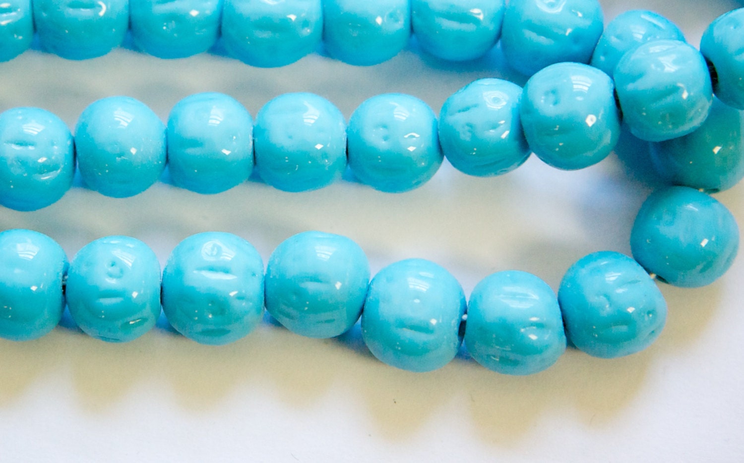 Vintage Blue Turquoise Glass Baroque Beads Japan 12mm (6) jpn008F