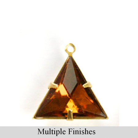 20mm Dark Topaz Faceted Acrylic Triangle Stone in 1 Loop Setting