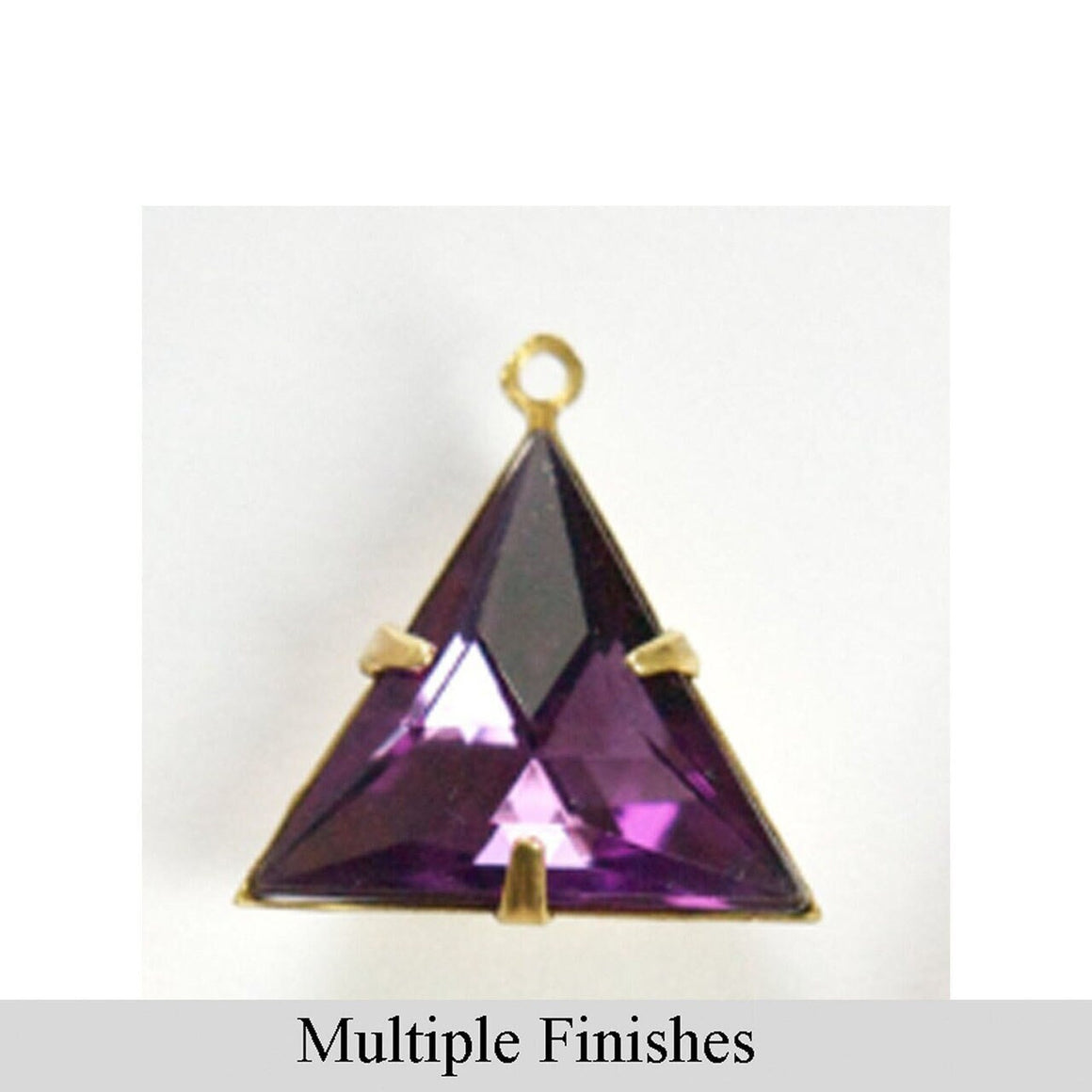 20mm Amethyst Faceted Acrylic Triangle Stone in 1 Loop Setting