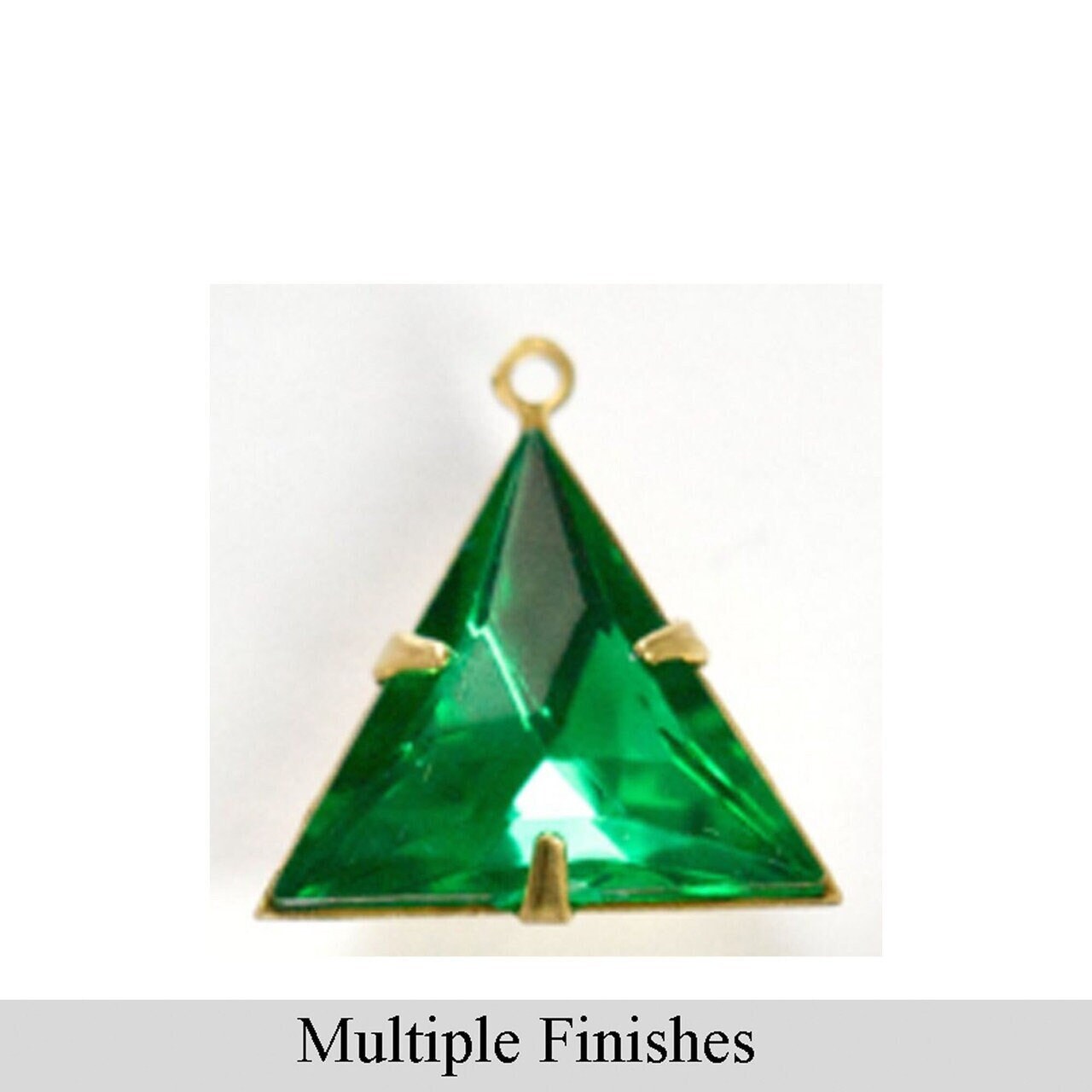 20mm Emerald Faceted Acrylic Triangle Stone in 1 Loop Setting