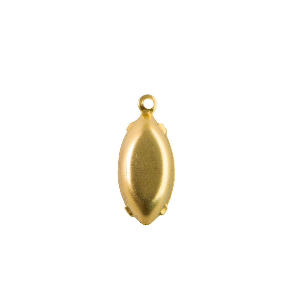 15x7mm Opaque Yellow Glass Navette Stone in 1 Loop Setting