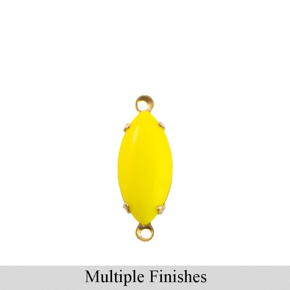 15x7mm Opaque Yellow Glass Navette Stone in 2 Loop Setting