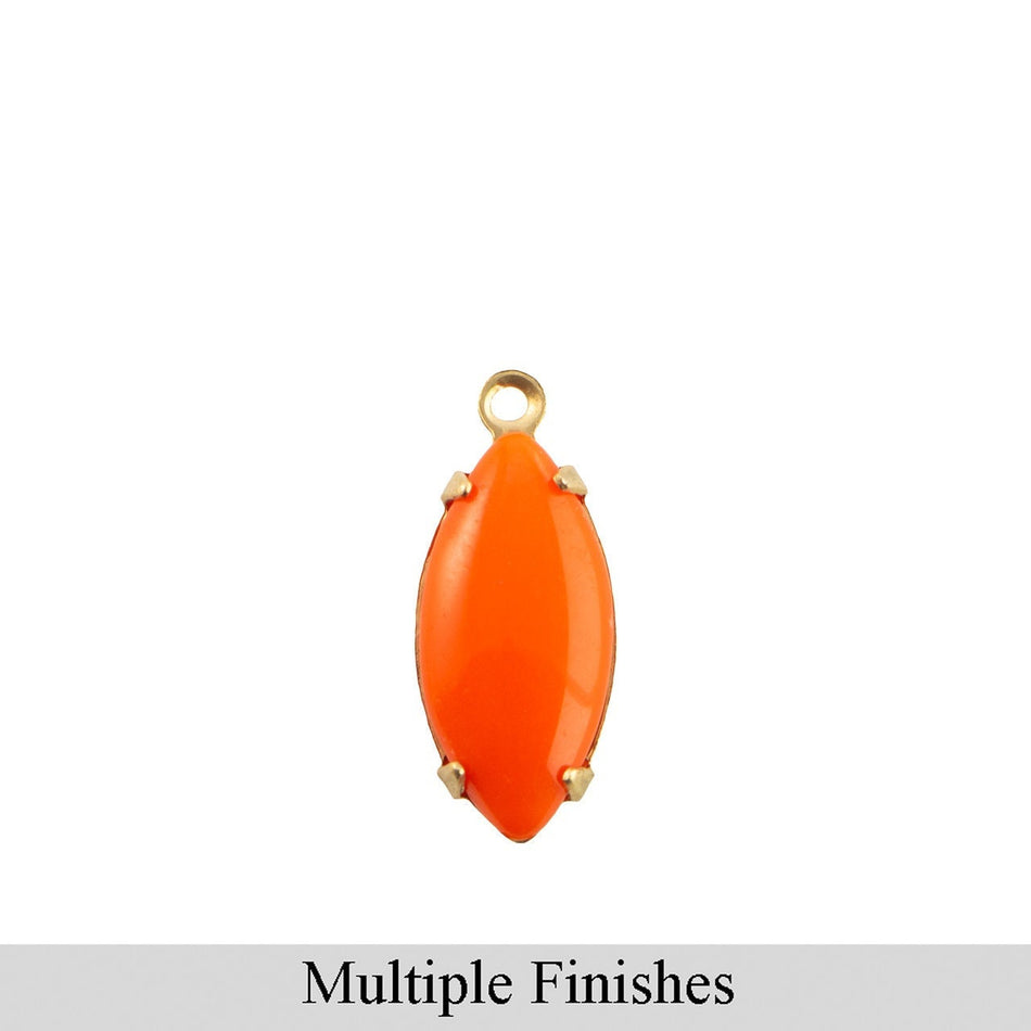 15x7mm Opaque Orange Glass Navette Stone in 1 Loop Setting