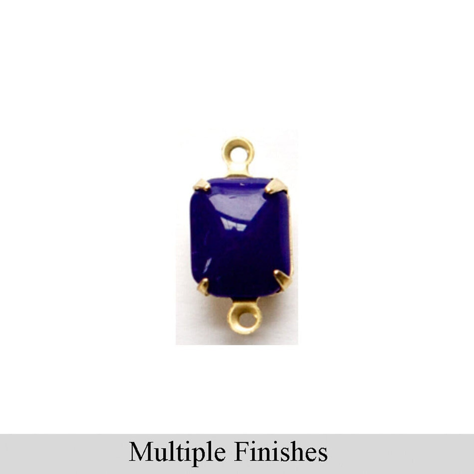 10x8mm Navy Glass Octagon Stone in 2 Loop Setting