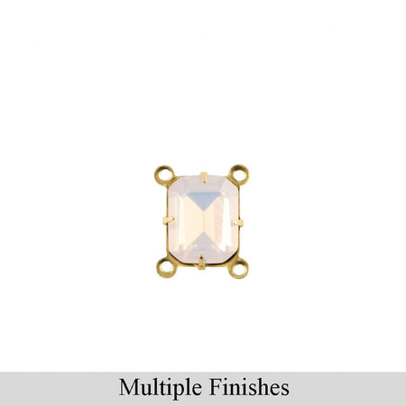 10x8mm Pink Opal Faceted Glass Octagon Stone in 4 Loop Setting