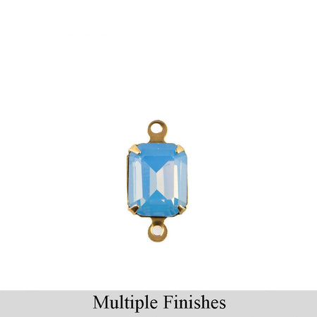 10x8mm Blue Opal Faceted Glass Octagon Stone in 2 Loop Setting