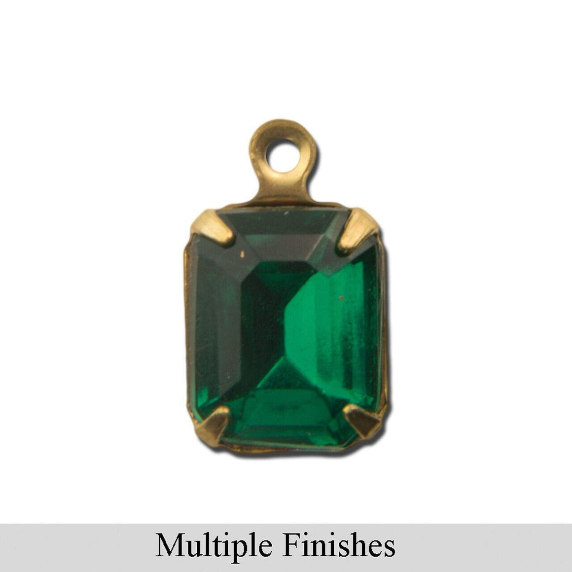 10x8mm Emerald Faceted Glass Octagon Stone in 1 Loop Setting