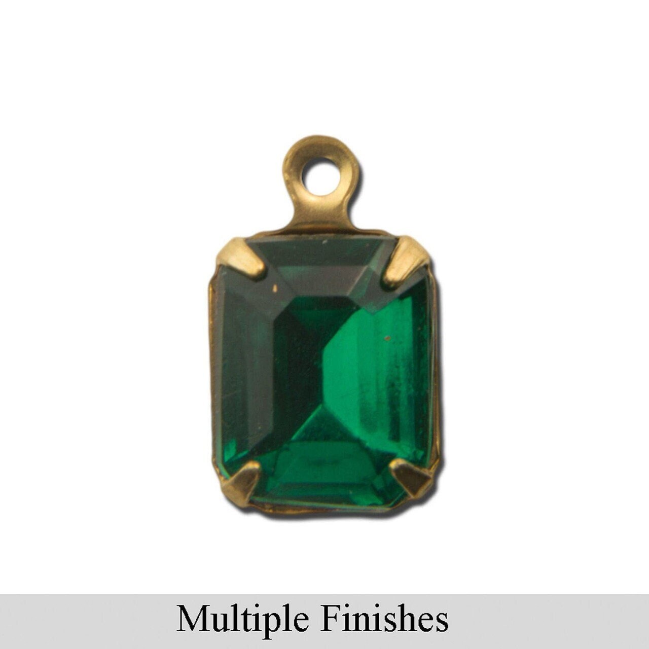 10x8mm Emerald Faceted Glass Octagon Stone in 1 Loop Setting
