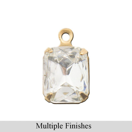 10x8mm Clear Faceted Glass Octagon Stone in 1 Loop Setting